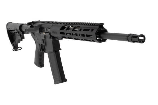 Ruger AR556 rifle features a heavy barrel and a flash hider